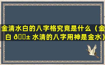 金清水白的八字格究竟是什么（金白 🐱 水清的八字用神是金水）